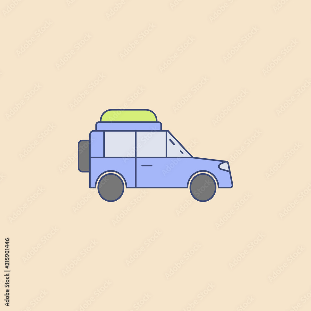 out-of-town car field outline icon. Element of outdoor recreation icon for mobile concept and web apps. Field outline out-of-town car icon can be used for web and mobile