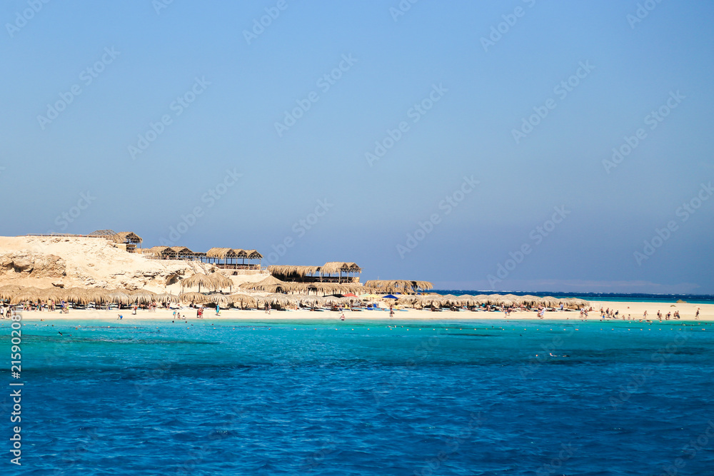 Island in the red sea, yachts, ships