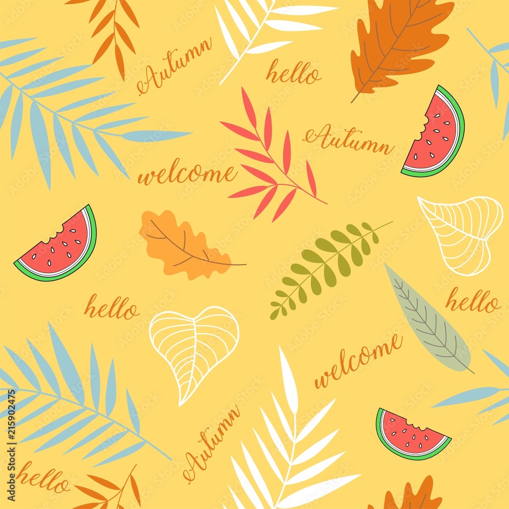 Seamless pattern of Hello Autumn Seamless pattern of Hello Autumn