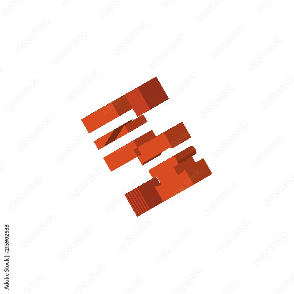 NC or CN isometric right top view 3D icon NC or CN isometric right top view 3D icon