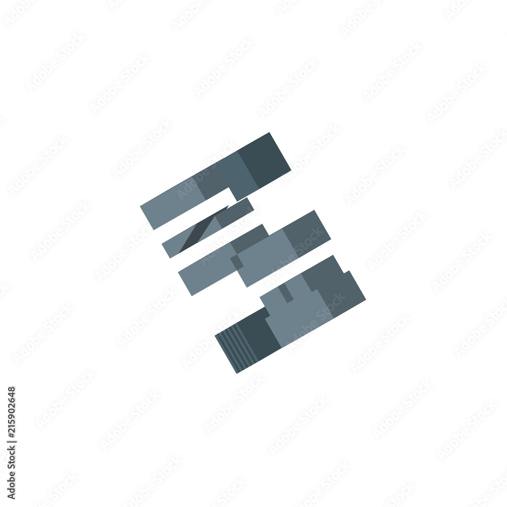 NE or EN isometric right top view 3D icon NE or EN isometric right top view 3D icon