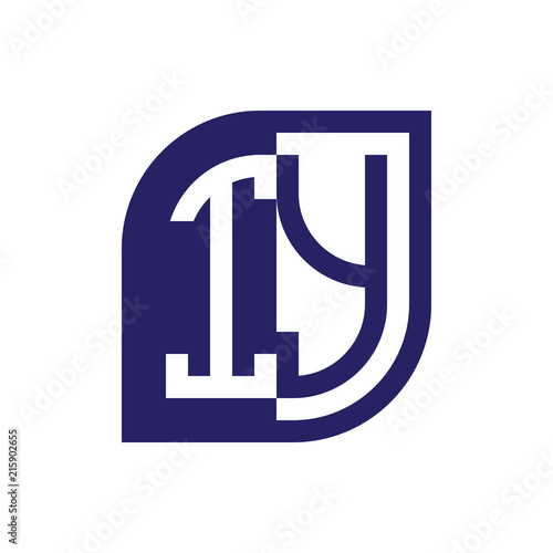 IY initial letter emblem logo negative space