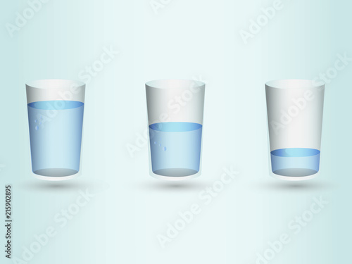 A set of glasses with water levels vector illustration