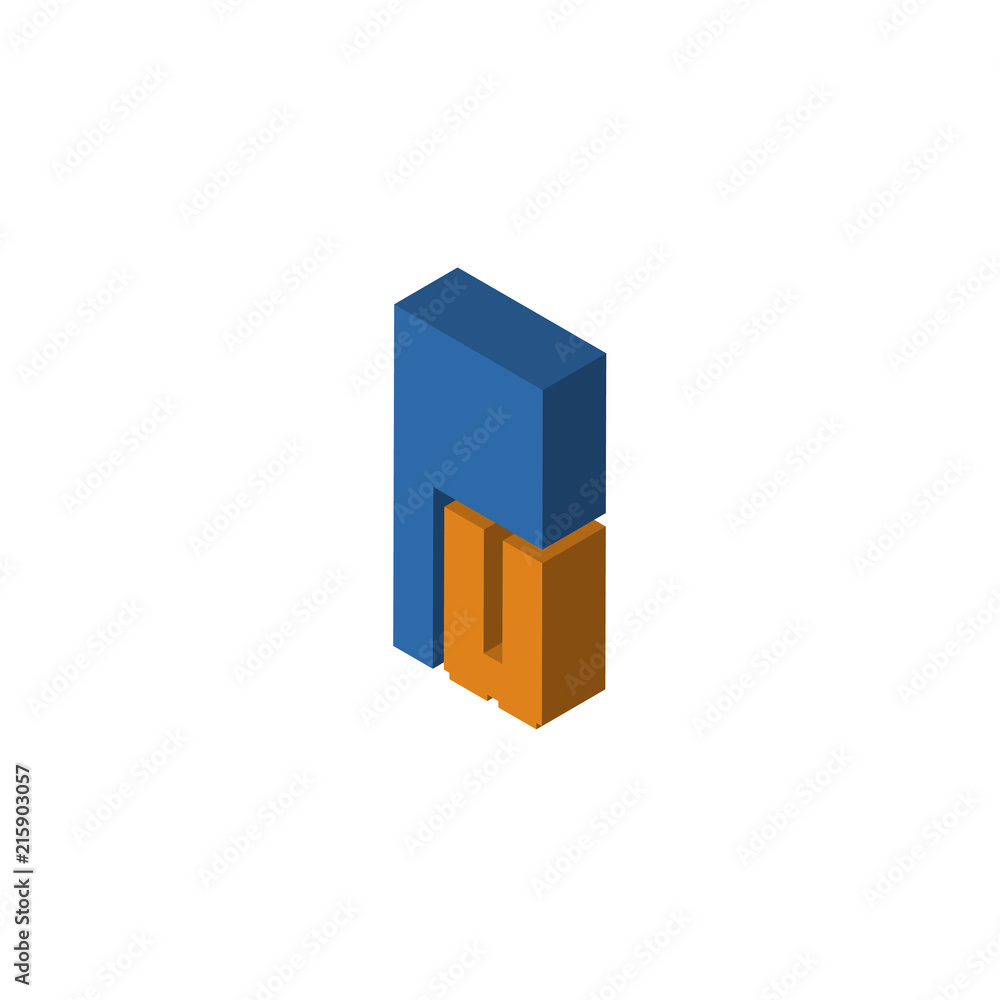 PU or UP isometric right top view 3D icon PU or UP isometric right top view 3D icon