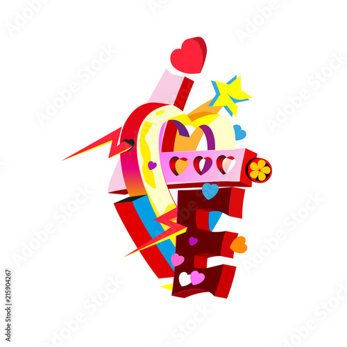 Graffiti urban design element. Love word, vector art.