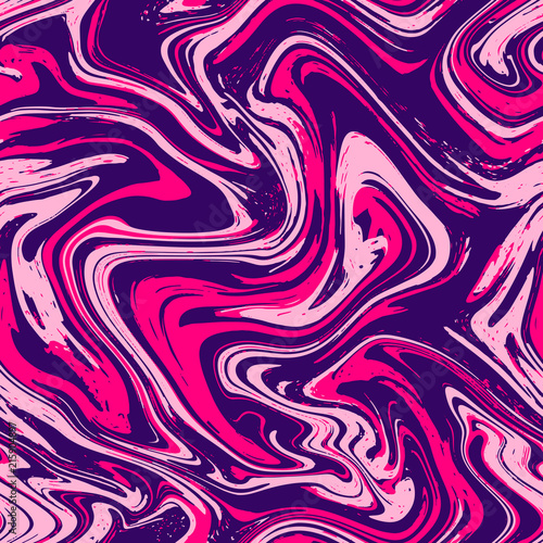Marble texture seamless background.Pink,violet,purple abstract pattern.Seamless liquid fluid marbling flow effect for cover,fabric,textile,wrapping or print background.Ebru style,aqua ink.Vector.