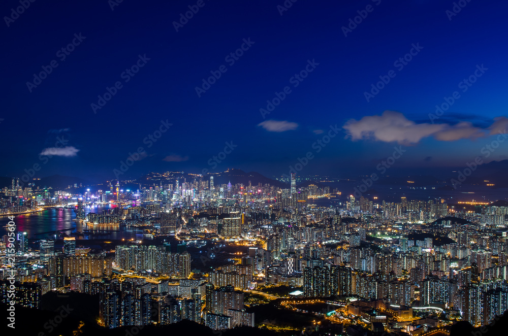 Night skyline of an urban skyline, long exposure