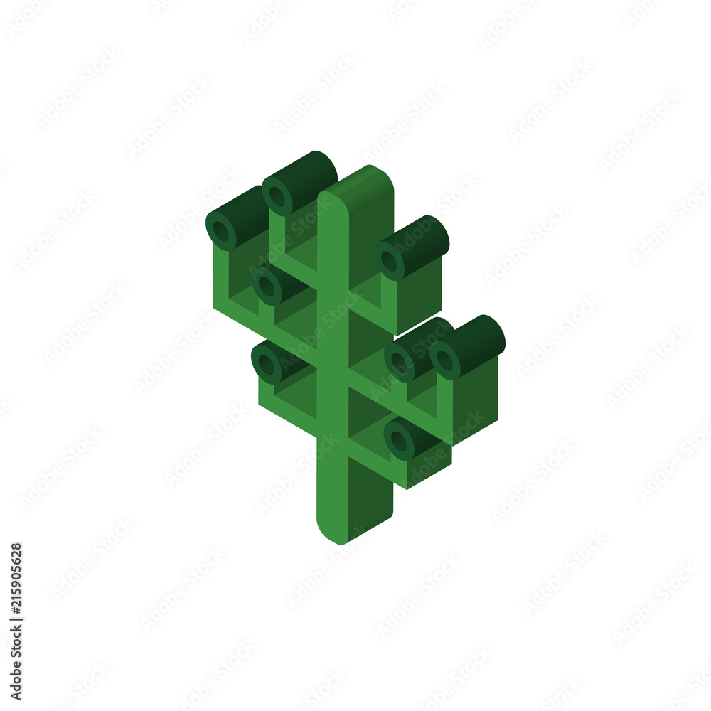 Fototapeta premium digital tree isometric right top view 3D icon