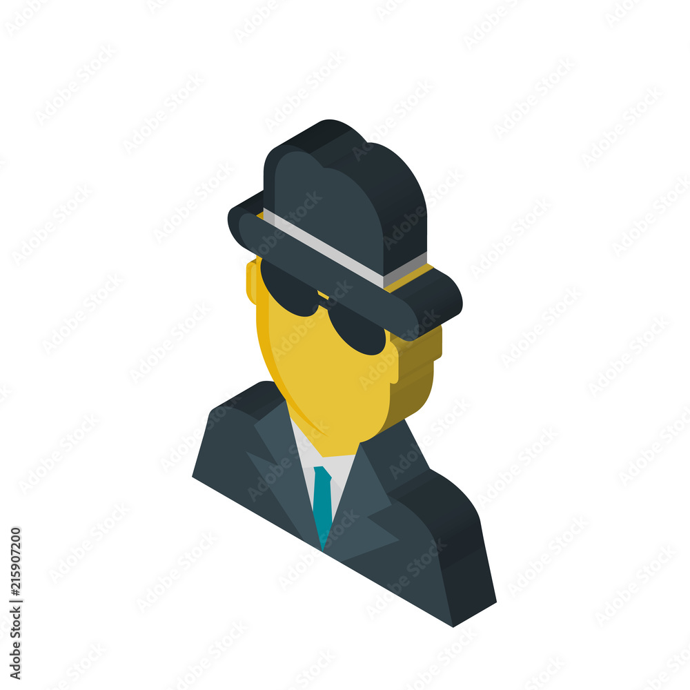 Spy isometric right top view 3D icon