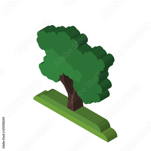 Black Locust tree isometric right top view 3D icon