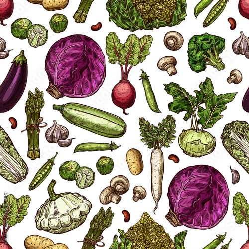 Vegetables vector seamless pattern background