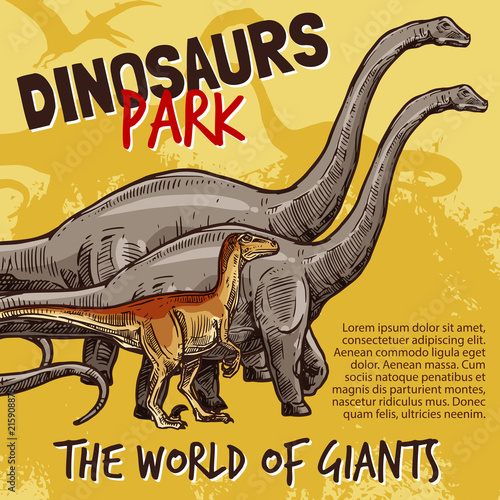 Vector sketch of dinosaurs park poster