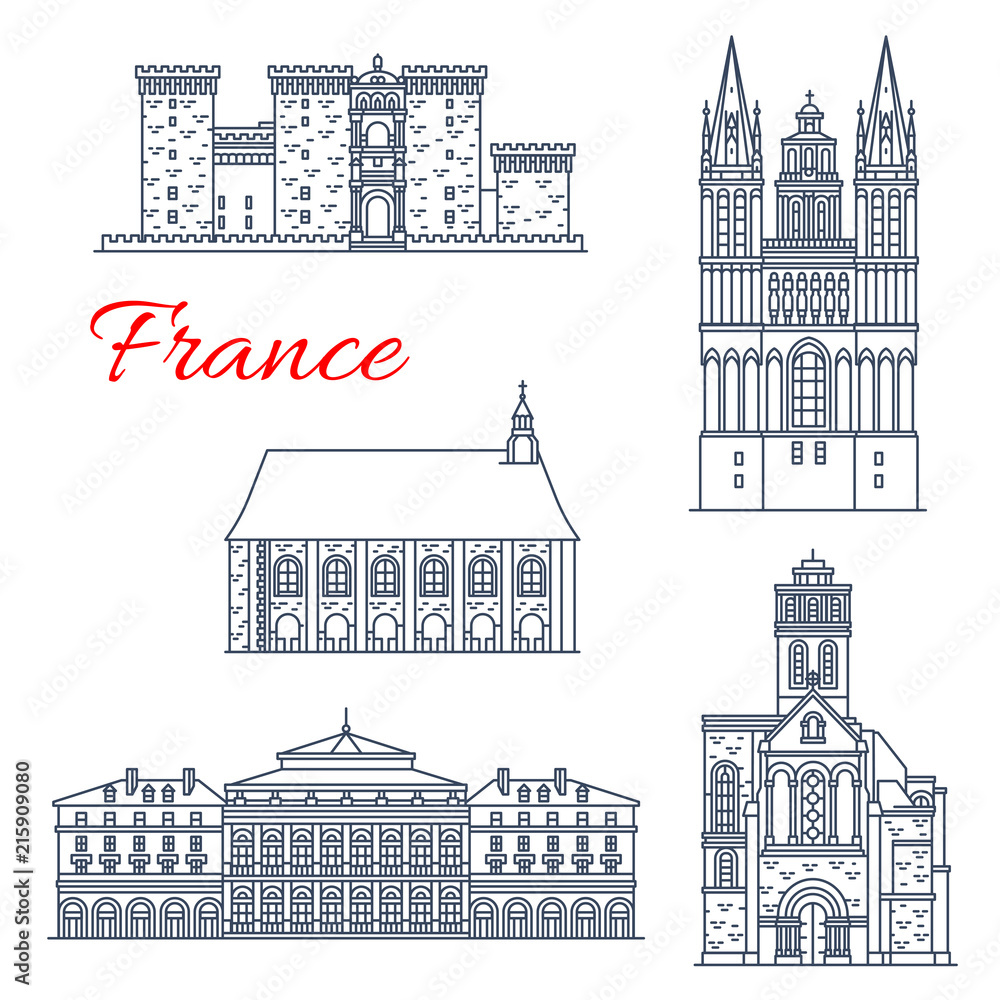 France architecture vector landmarks of Angers