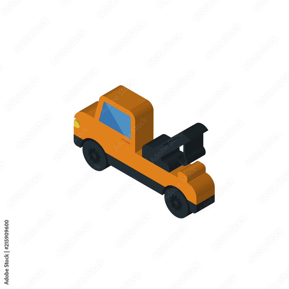 tow truck isometric right top view 3D icon tow truck isometric right top view 3D icon