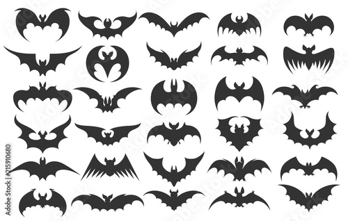 Halloween bat icons. Vector vampire bats silhouettes for halloween vector illustration