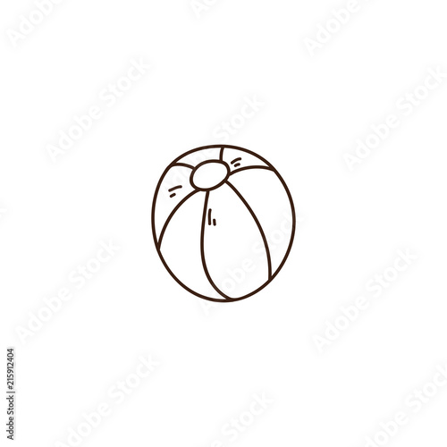Hand drawn colourful beach ball doodle. Vector illustration graphic element.