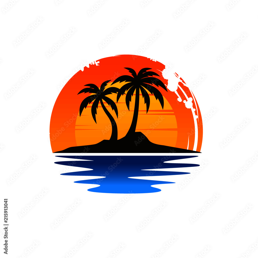 Beach Logo Design Vector Stock