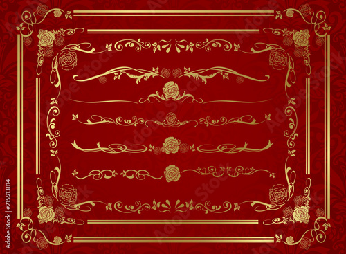 decorative gold frame set Vector
