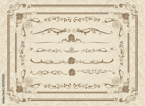 decorative gold frame set Vector
