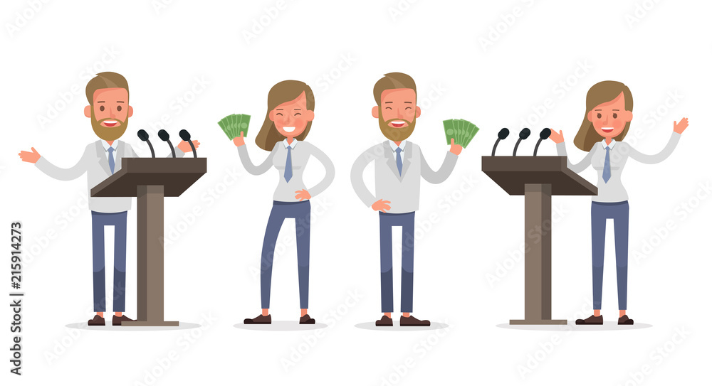 Set of Businessman and Businesswoman character vector design. Presentation in various action with emotions and working. no6 Set of Businessman and Businesswoman character vector design. Presentation in various action with emotions and working. no6