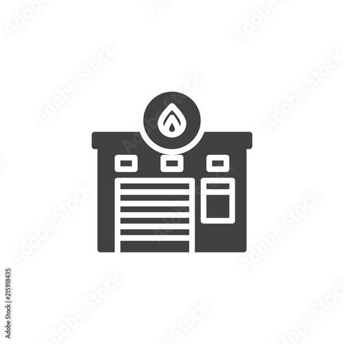 Fire station vector icon. filled flat sign for mobile concept and web design. Fire Department building simple solid icon. Symbol, logo illustration. Pixel perfect vector graphics
