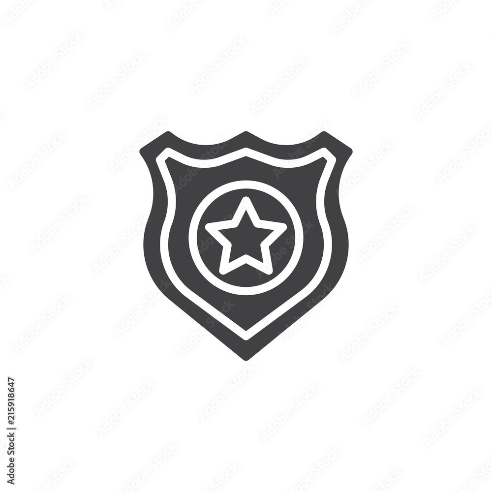 Police badge vector icon. filled flat sign for mobile concept and web design. simple solid icon. Symbol, logo illustration. Pixel perfect vector graphics