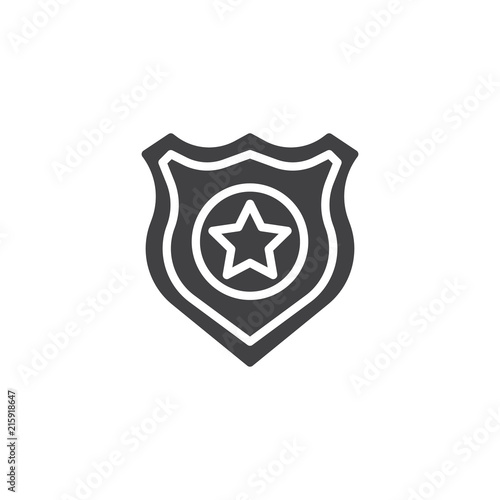 Police badge vector icon. filled flat sign for mobile concept and web design. simple solid icon. Symbol, logo illustration. Pixel perfect vector graphics