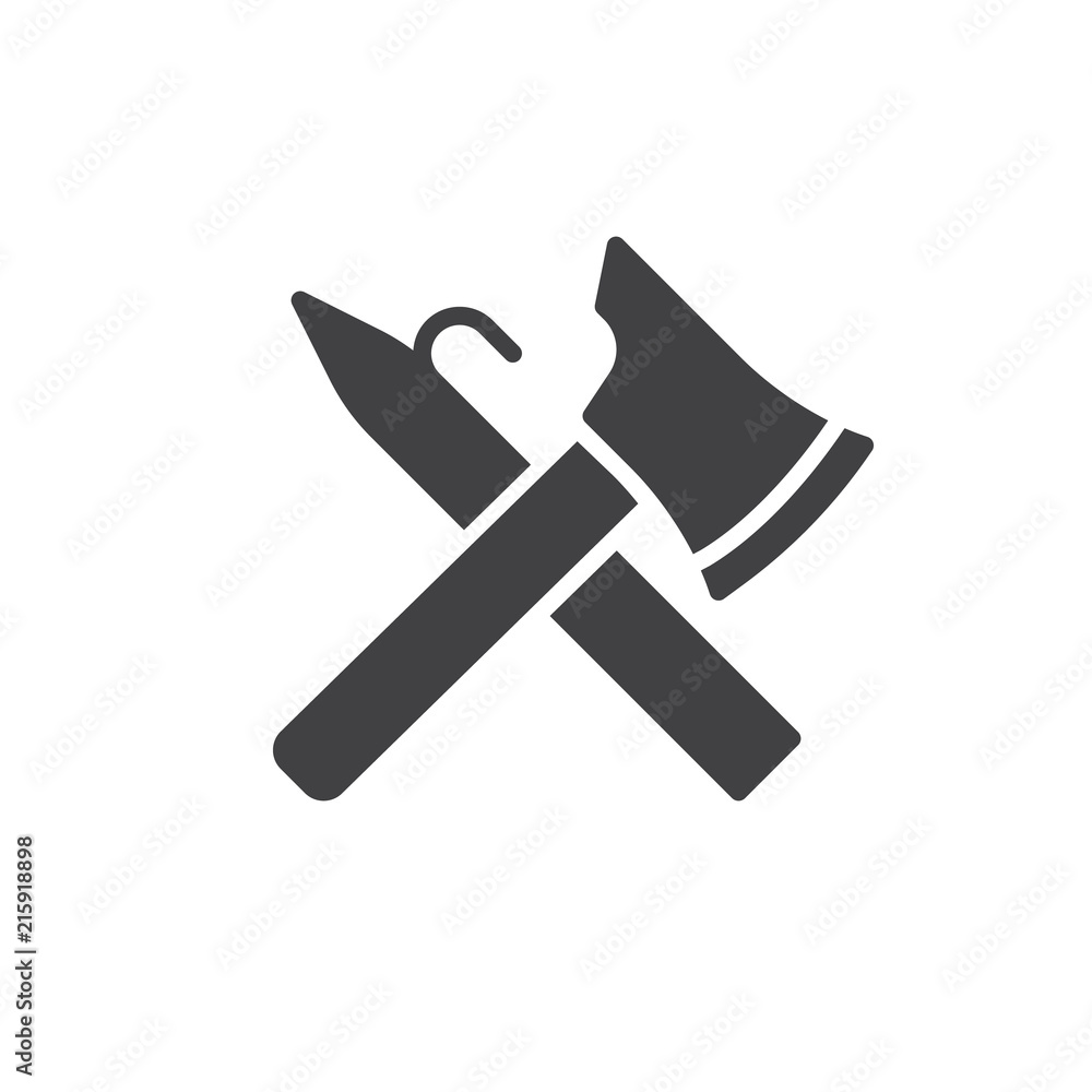 Fireman tools vector icon. filled flat sign for mobile concept and web design. Firefighter equipment simple solid icon. Symbol, logo illustration. Pixel perfect vector graphics Fireman tools vector icon. filled flat sign for mobile concept and web design. Firefighter equipment simple solid icon. Symbol, logo illustration. Pixel perfect vector graphics
