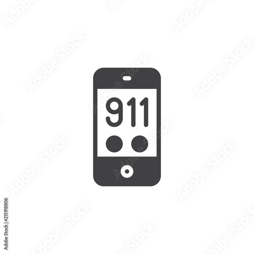 911 emergency call vector icon. filled flat sign for mobile concept and web design. 911 call mobile phone simple solid icon. Symbol, logo illustration. Pixel perfect vector graphics