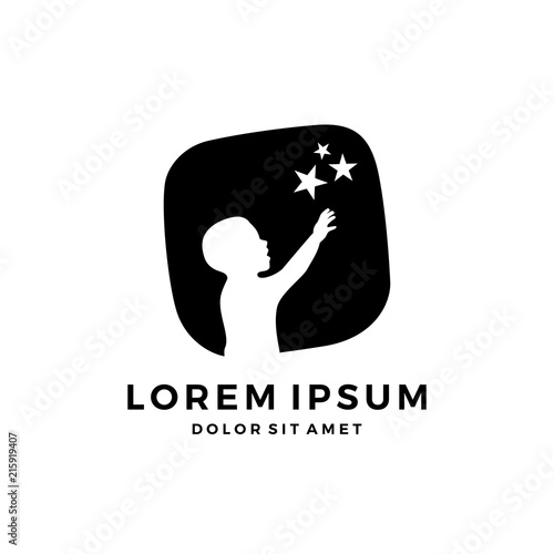 kid child take stars raising star hand care logo icon design inspiration