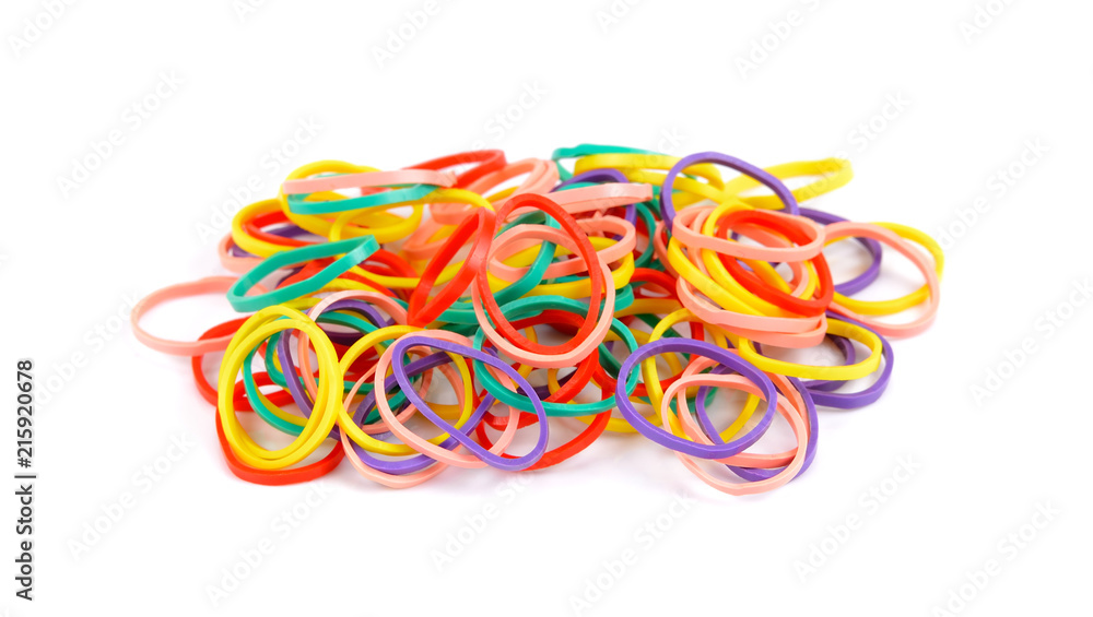 Rubber band colors on a white background Rubber band colors on a white background