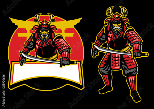 samurai warrior mascot set