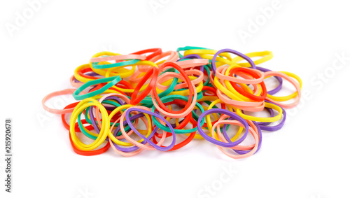 Rubber band colors on a white background