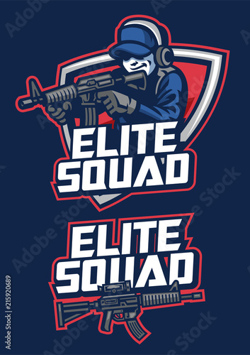 soldier mascot aiming the assault rifle