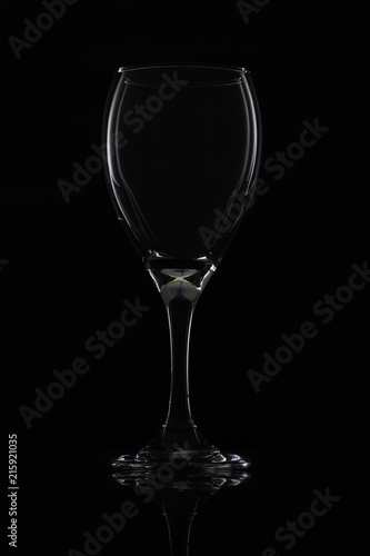 blank glass on black background