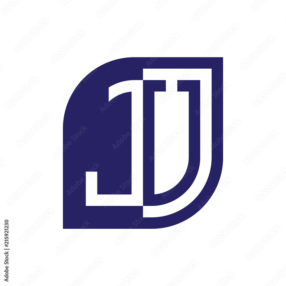 JU initial letter emblem logo negative space JU initial letter emblem logo negative space