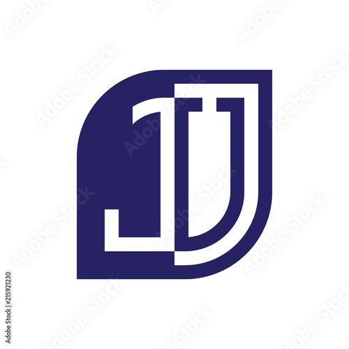 JU initial letter emblem logo negative space
