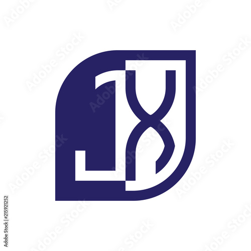 JX initial letter emblem logo negative space