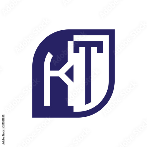 KT initial letter emblem logo negative space