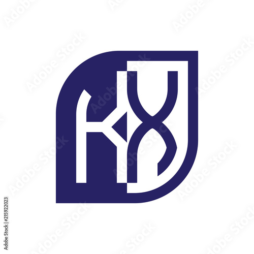 KX initial letter emblem logo negative space