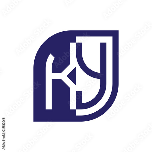 KY initial letter emblem logo negative space