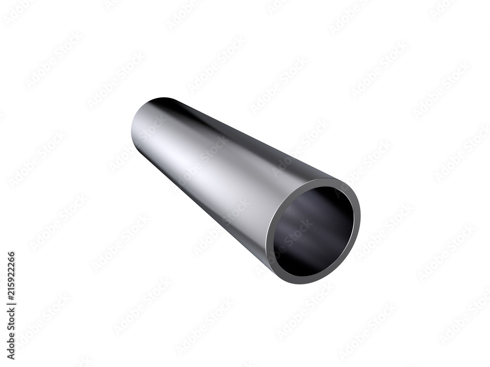 Metal pipe. Isolated on white background. 3D rendering illustration. Metal pipe. Isolated on white background. 3D rendering illustration.