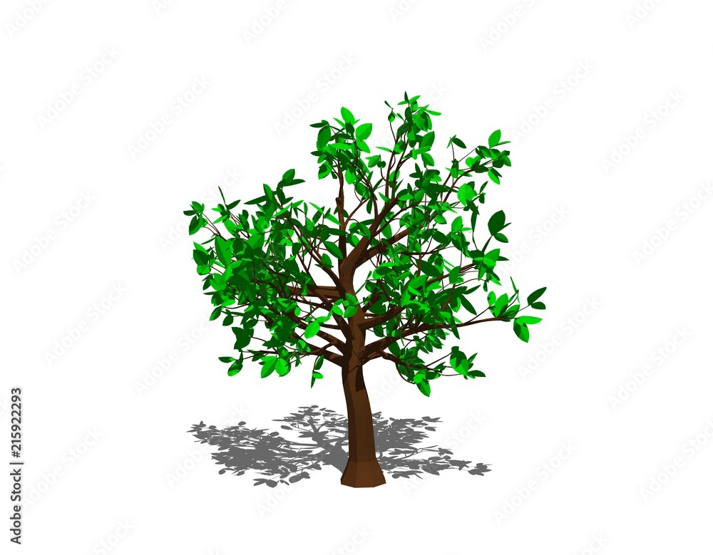 Abstract tree. Isolated on white background. 3D rendering illustration.
