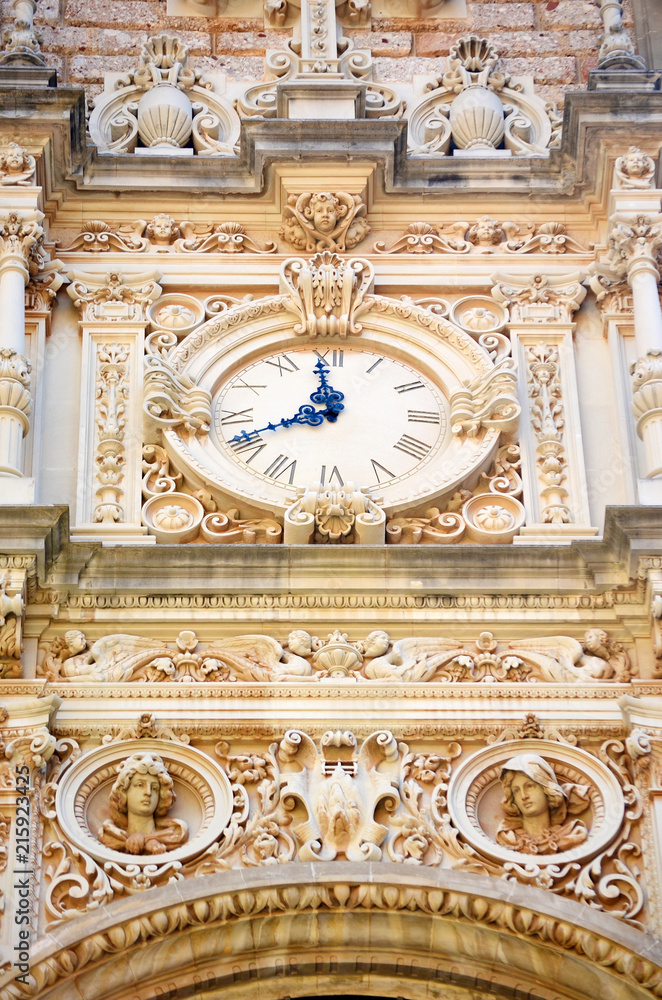 Clock on the Facade of Santa Maria de Montserrat Abbey in Spain