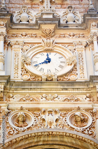 Clock on the Facade of Santa Maria de Montserrat Abbey in Spain