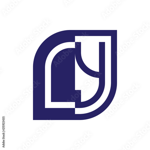 LY initial letter emblem logo negative space