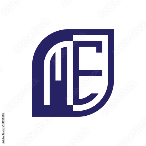 ME initial letter emblem logo negative space