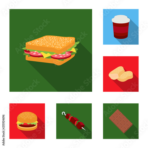 Fast food flat icons in set collection for design.Food from semi-finished products vector symbol stock web illustration.