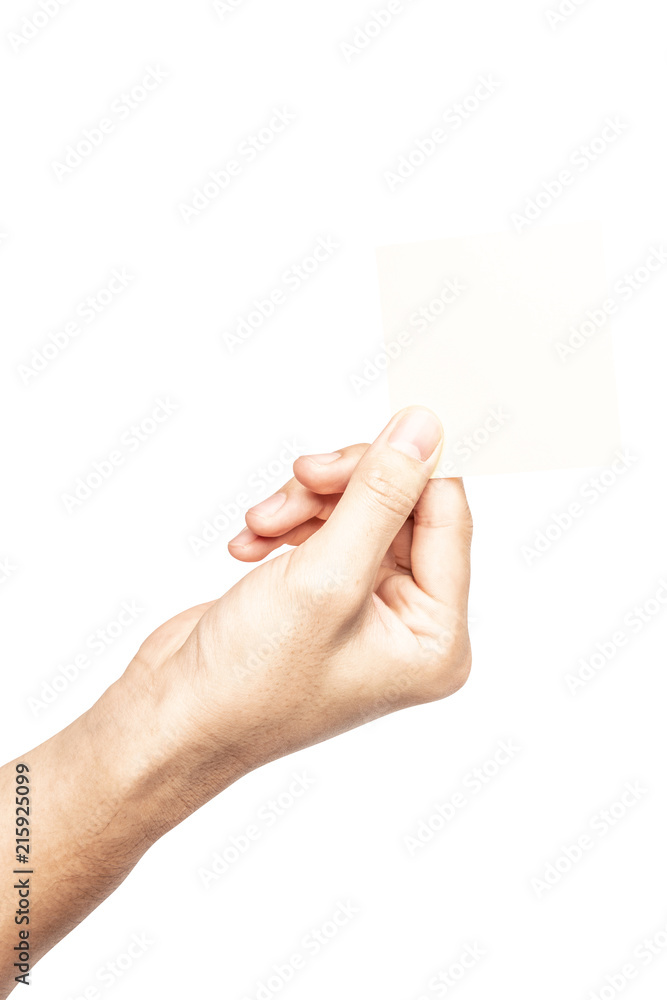 Hand hold virtual business card, credit card or blank paper Hand hold virtual business card, credit card or blank paper