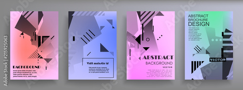 Covers templates set with graphic geometric elements. Applicable for brochures, posters, covers and banners. Vector illustrations.